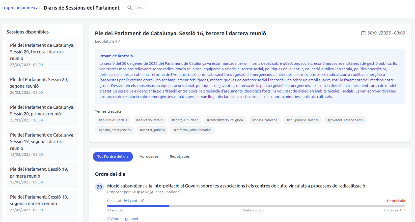 Resums del Parlament de Catalunya